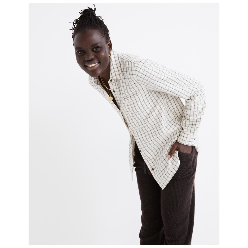 Madewell Flannel Classic Ex-Boyfriend Shirt in Windowpane, size S